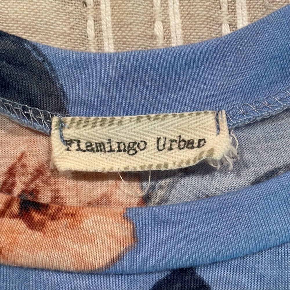 Flamingo Urban Blue Floral Empire Waist Dress Small - Picture 3 of 4